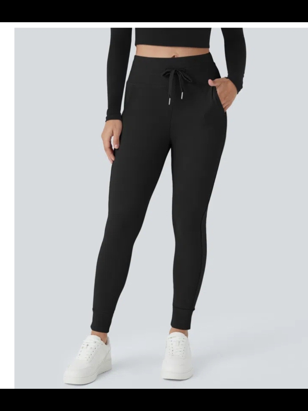 HALARA Black High-Rise Drawstring Joggers